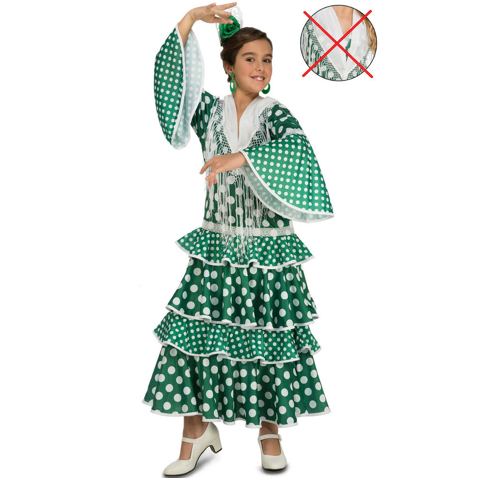 Disfraz de Flamenca Alba Verde para niña | Don Disfraz