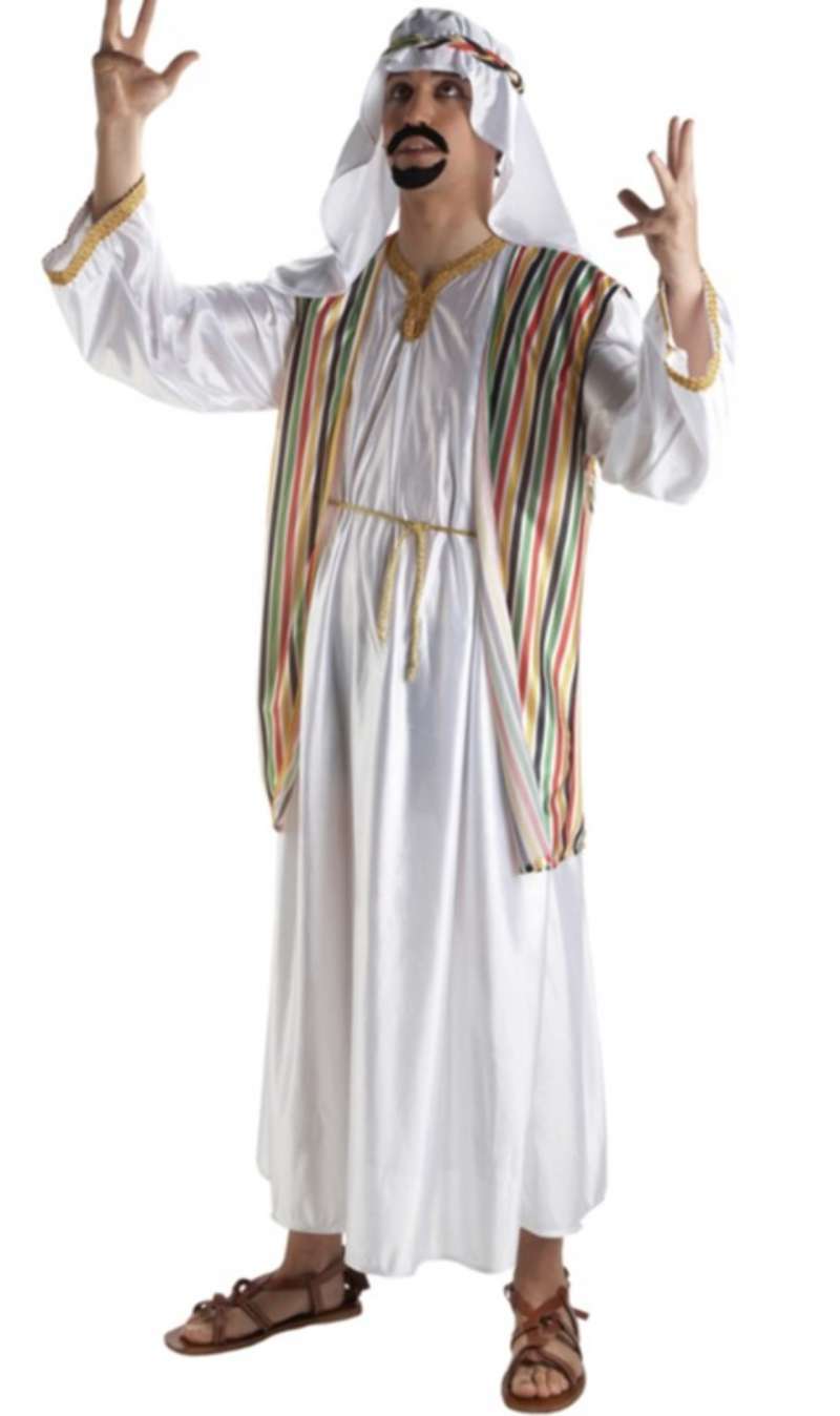 Disfraz Jeque Arabe Blanco hombre, Talla: U