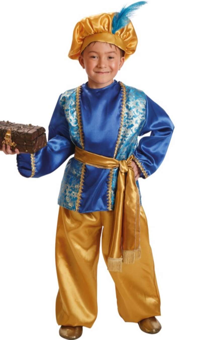 Disfraz de Aladín Dorado y Azul para Niño