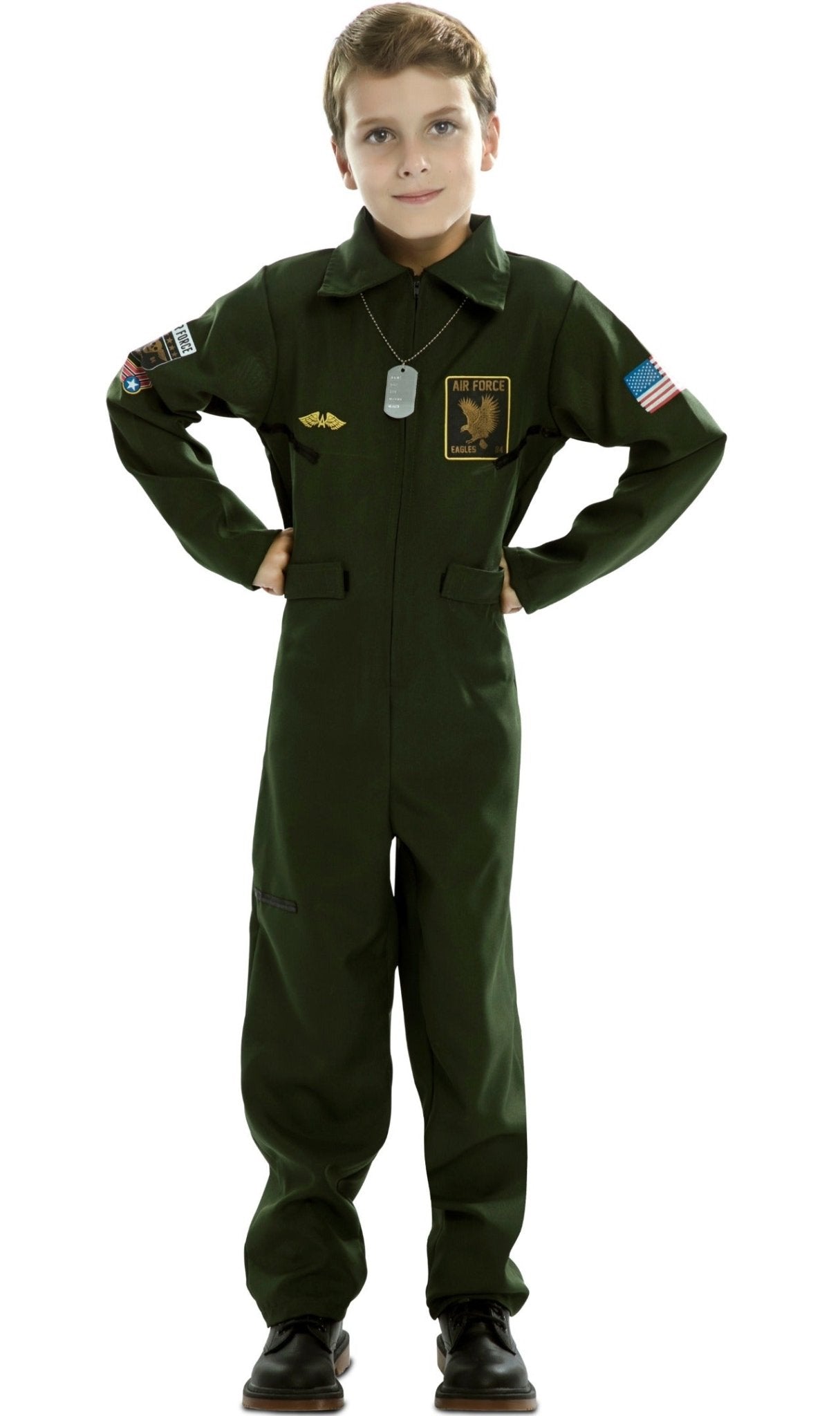Disfraz de piloto de combate para niños, traje de vuelo de la Fuerza Aérea,  disfraz de juego de rol con accesorios de aviador para niñas y niños