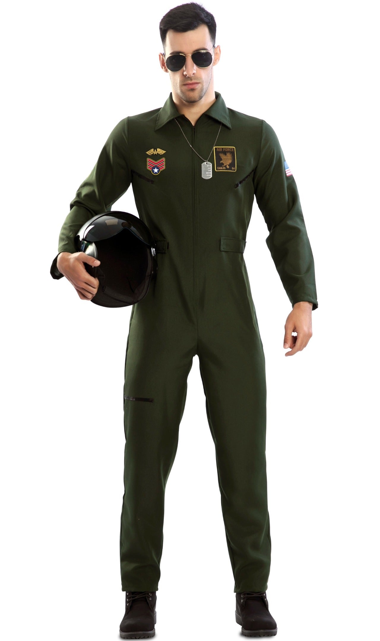 Disfraz de Piloto Combate Verde para adulta