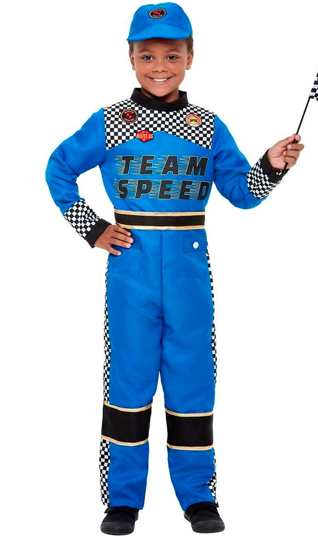 Disfraz de Piloto Fórmula 1 Azul para niño y niña