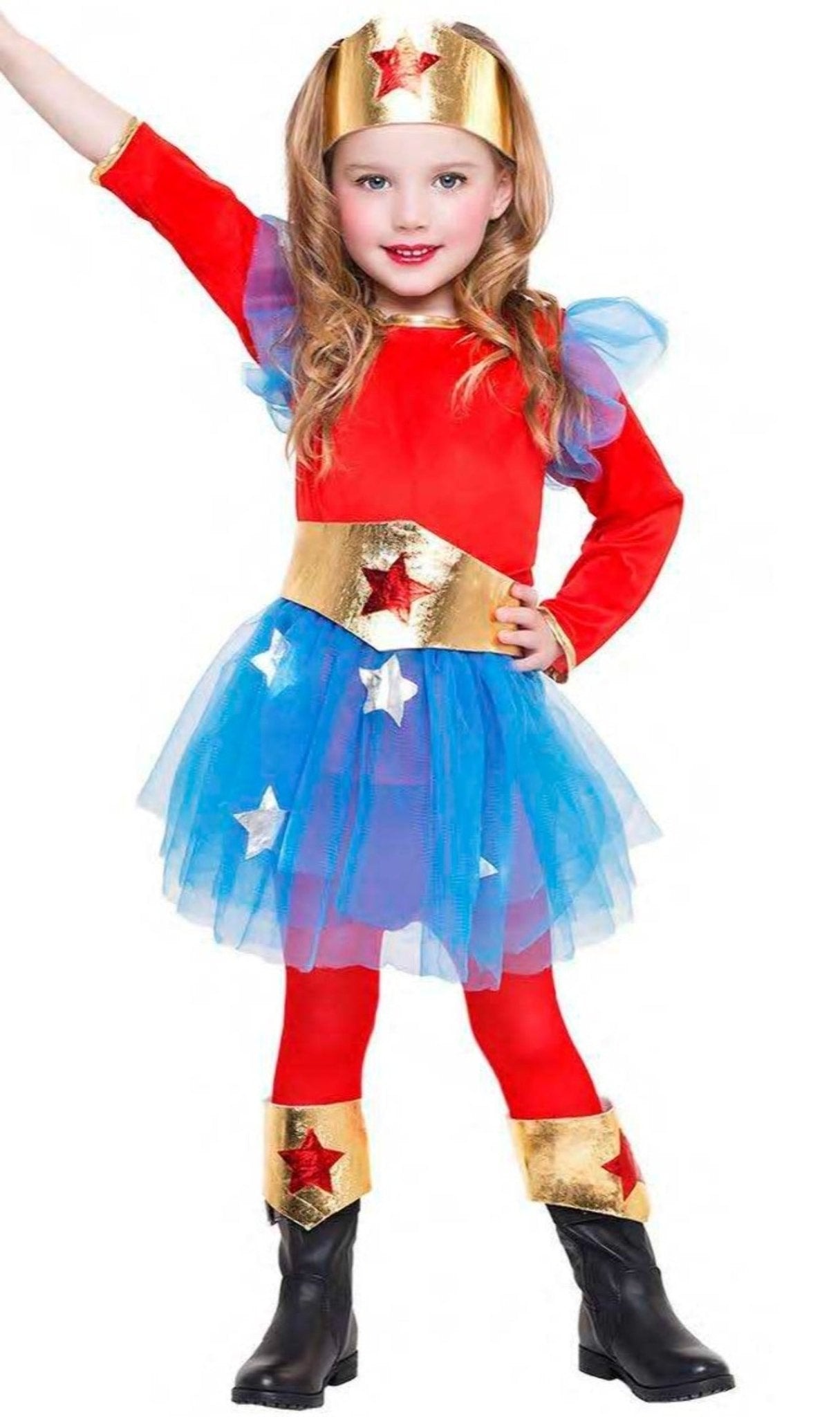 Disfraz de Superheroína Roja y Azul para mujer
