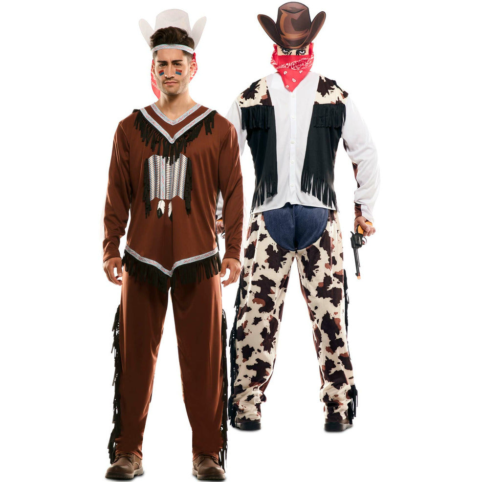 Disfraz Doble de Indio y Vaquero para hombre | Don Disfraz