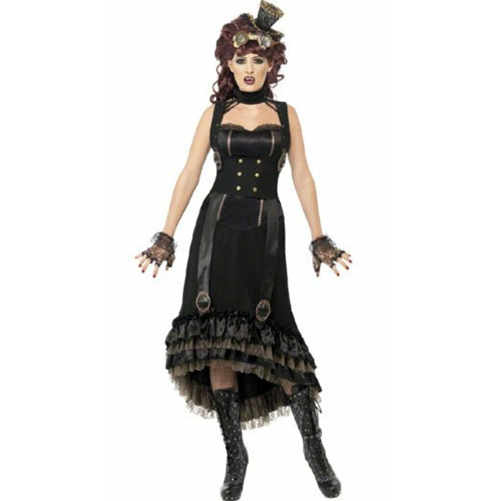 Disfraz De Halloween Gótico Para Mujer - Vestido Largo Vintage Con Peluca Y Accesorios