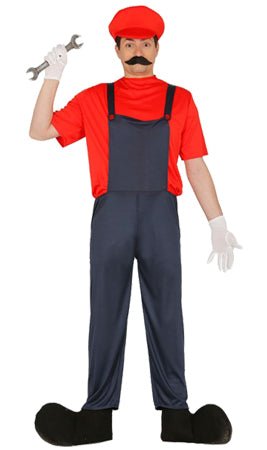 Disfraz de mecánico Mario para adulto