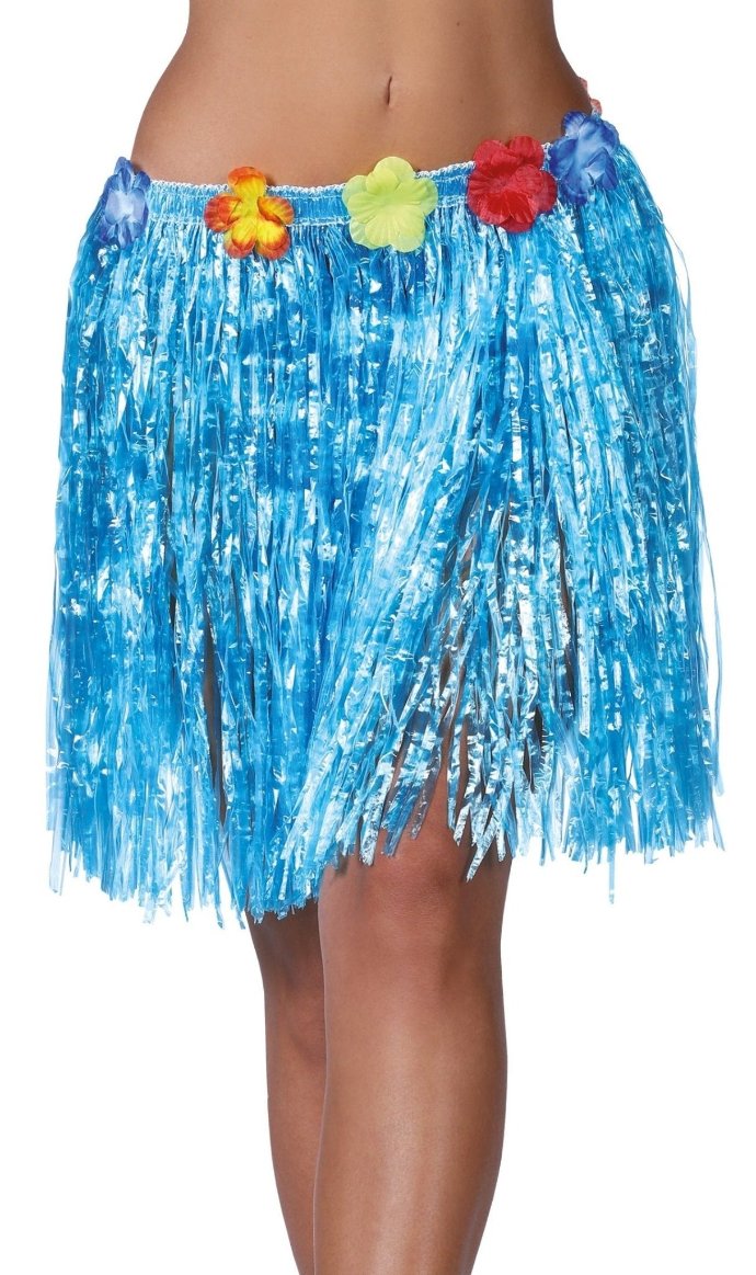 Falda Hawaiana Flores Azul