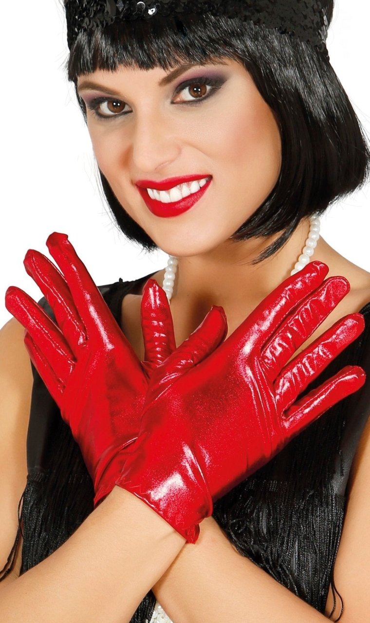 Guantes Cortos Brillo Rojo
