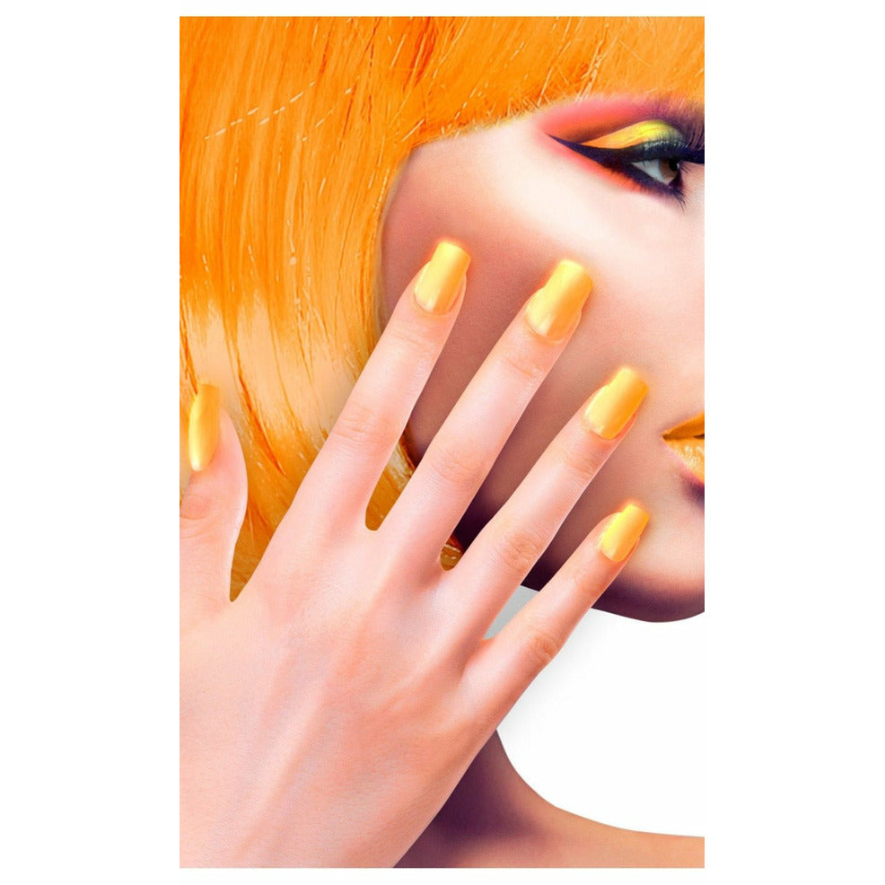 Kit 12 Uñas Naranja Fluorescente | Don Disfraz