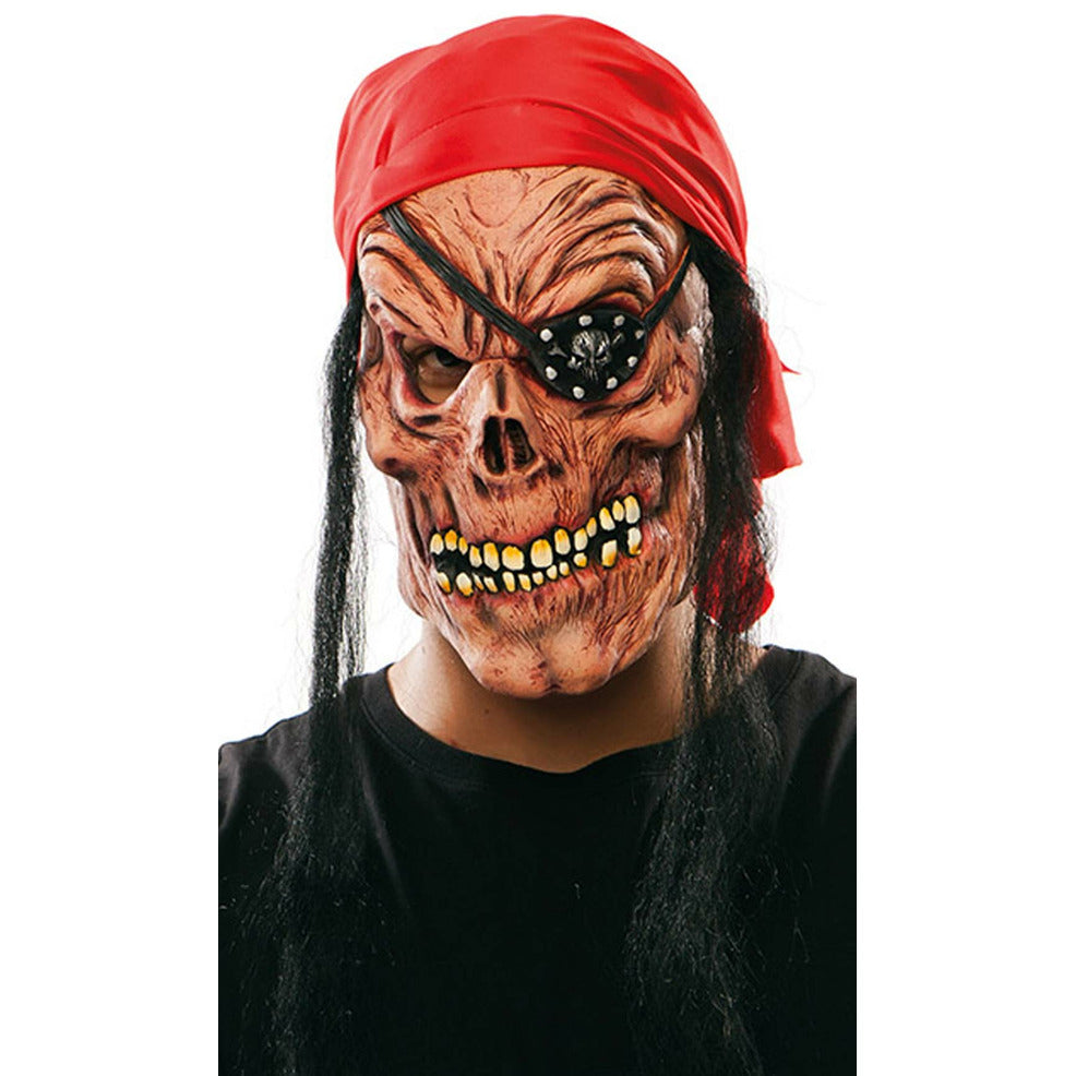 Máscara de látex de Zombie Pirata con Parche | Don Disfraz