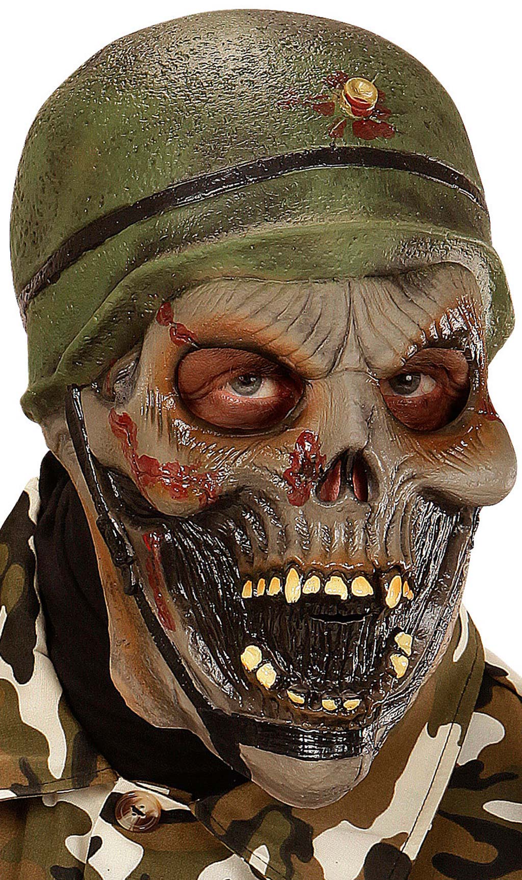 Mascara de látex de Zombie Militar para adulto