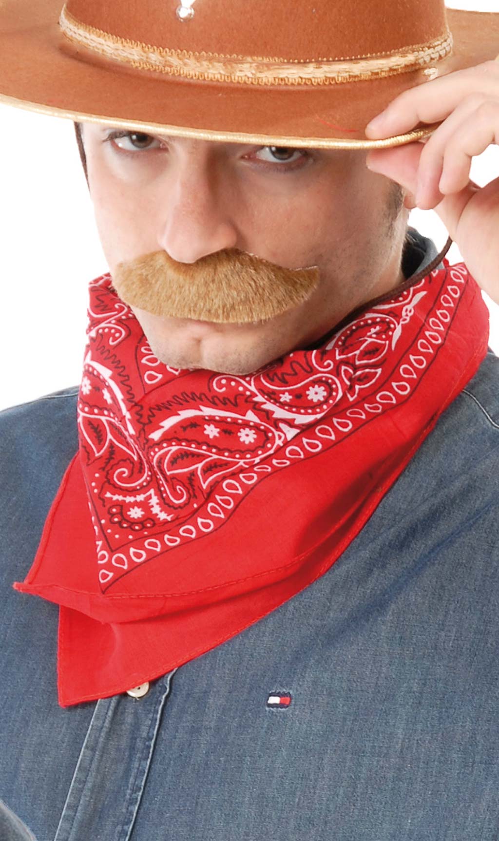 Pañuelo rojo bufanda de vaquero o motero, chal de cuello de