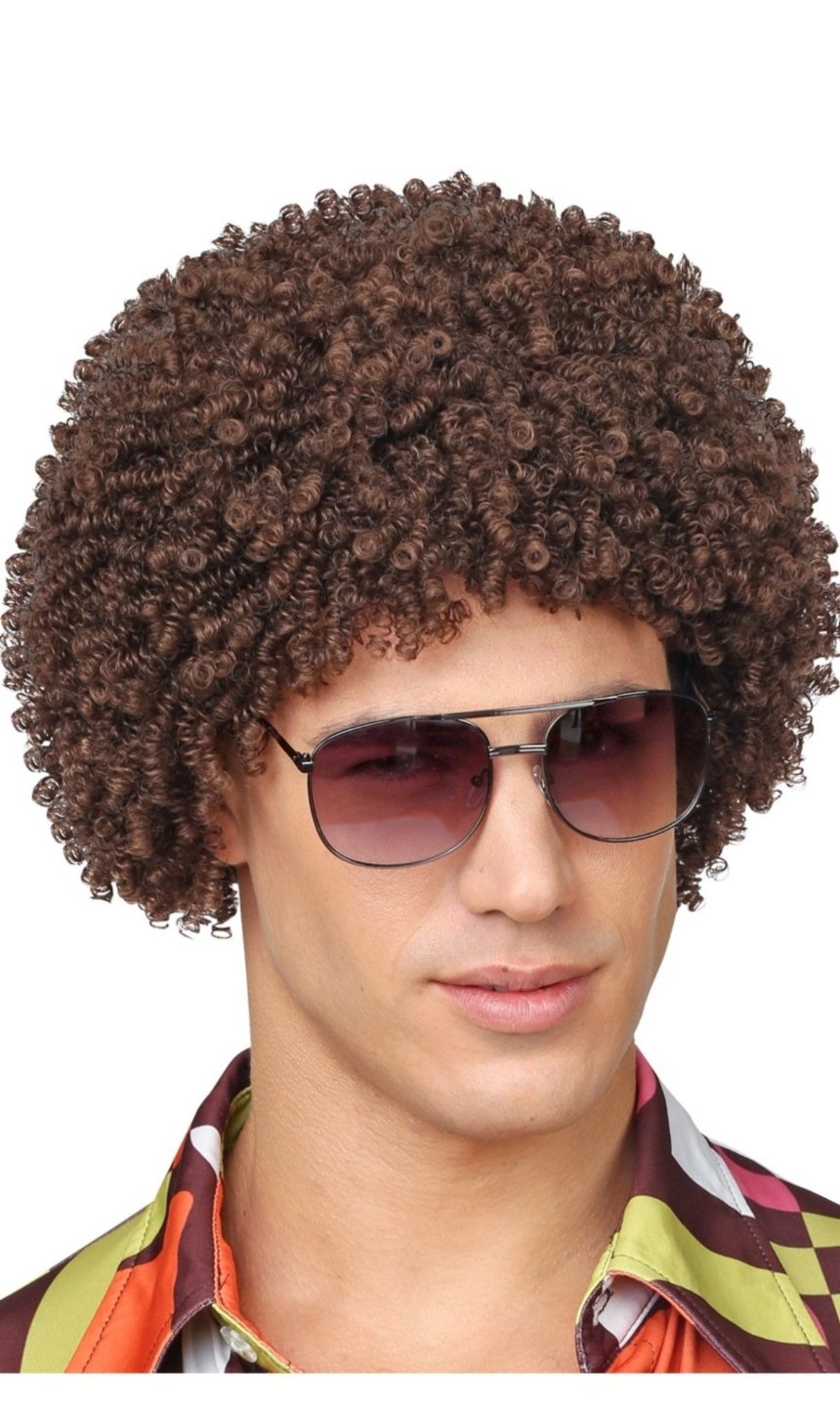 Peluca Castaña Rizada de Años 60