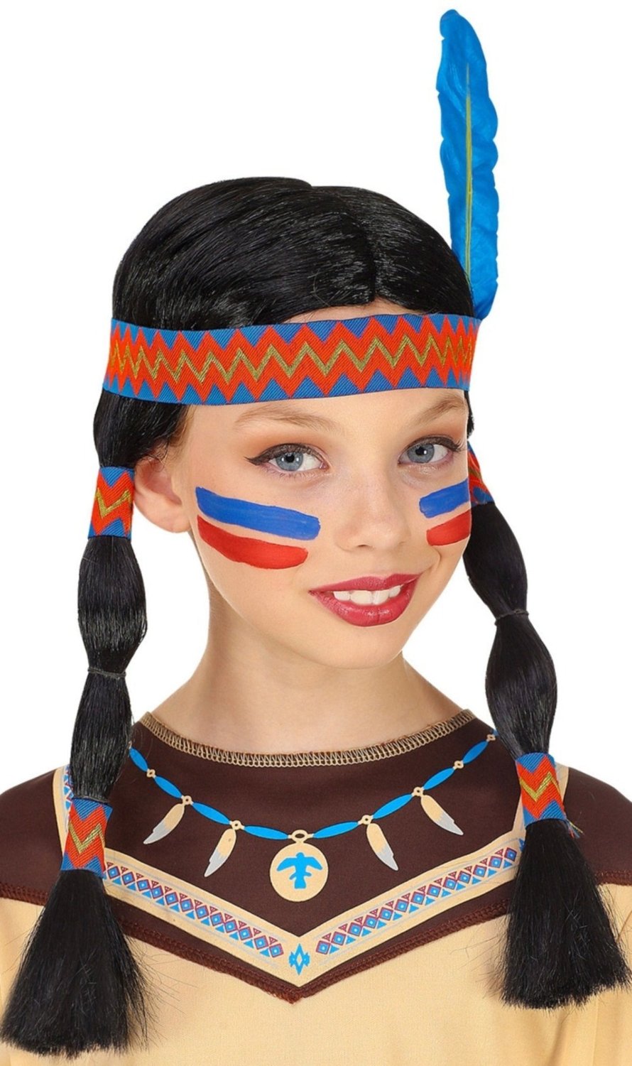 Peluca de India con Coletas infantil