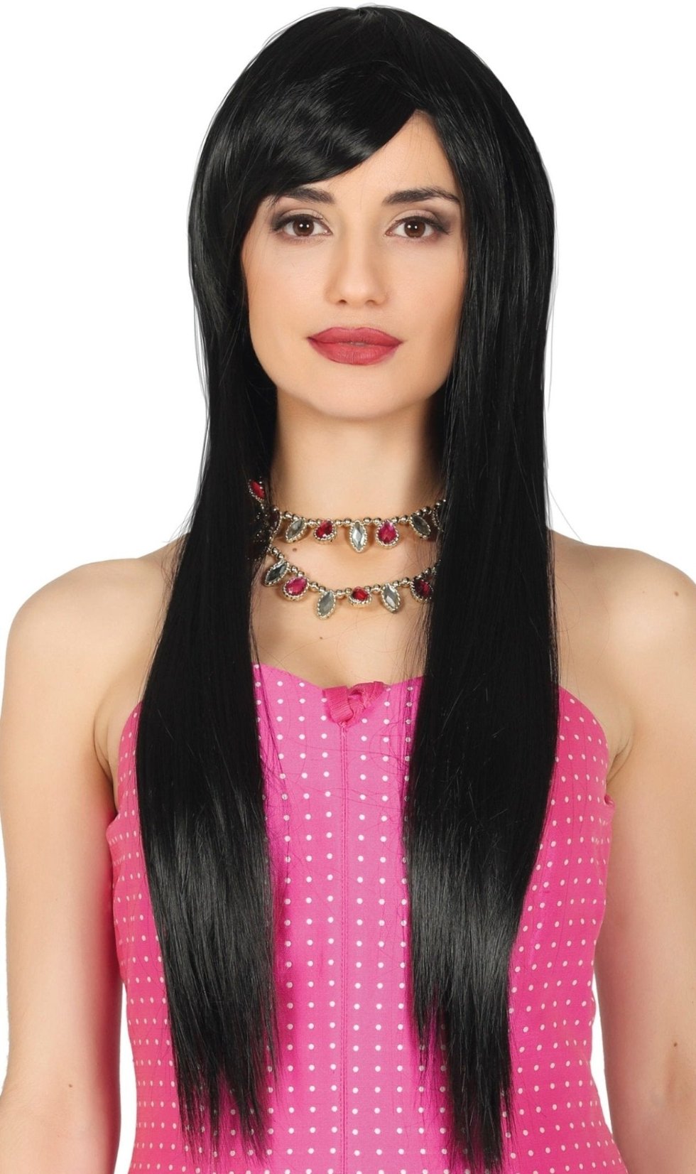 Peluca de Melena Larga Negra