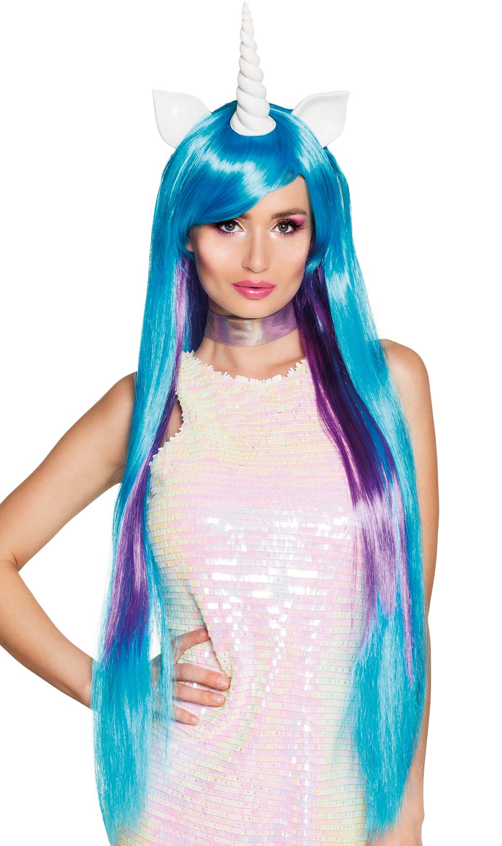 Peluca de Unicornio Azul