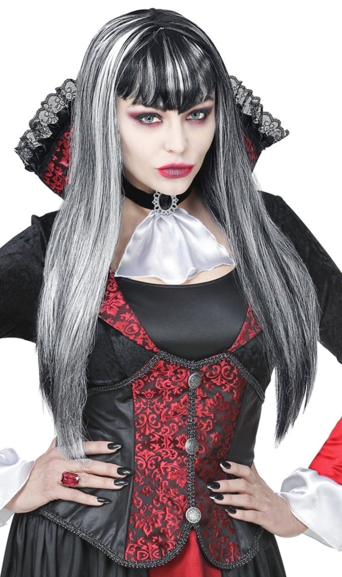 Peluca Gris con Flequillo