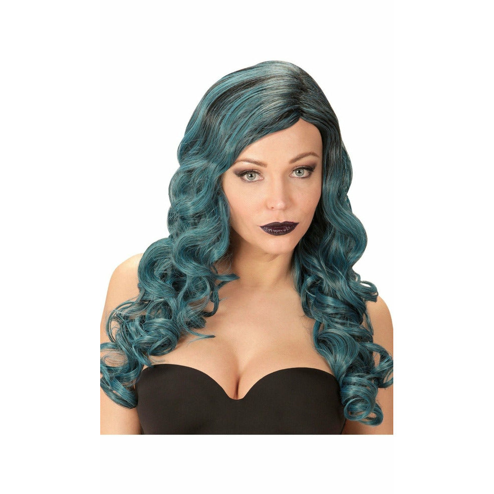 Peluca Larga Ondas Azul | Don Disfraz