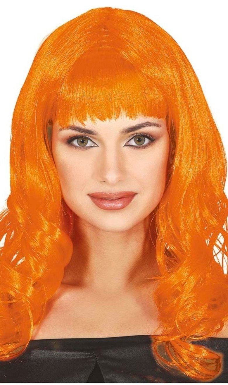 Peluca Naranja Melena Flequillo