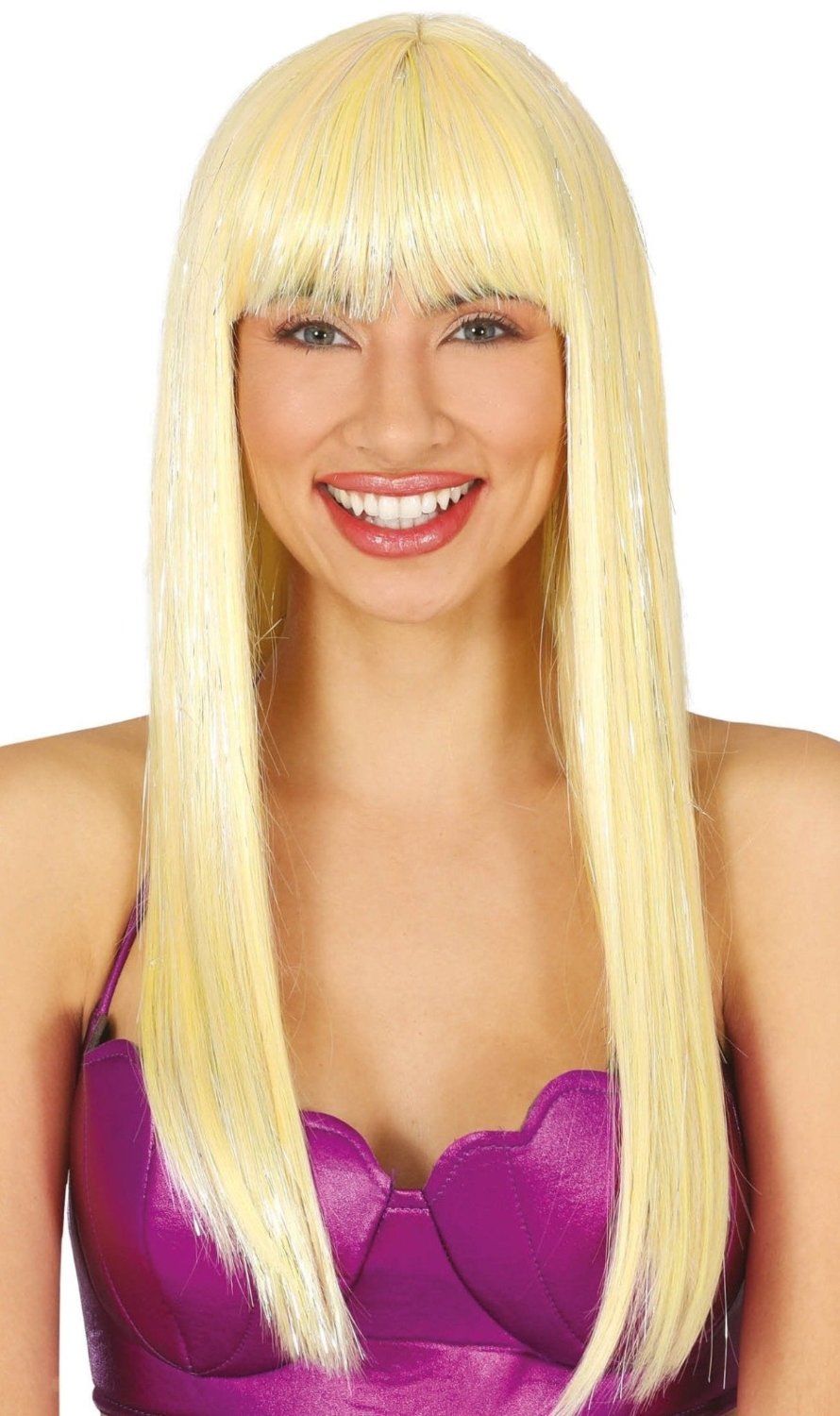 Peluca Rubia Larga con Flequillo