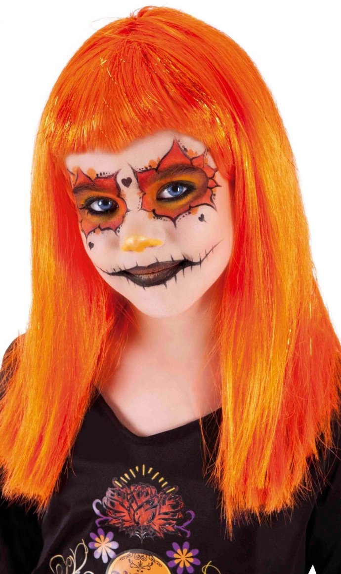 Peluca Vampiresa Traviesa Naranja infantil
