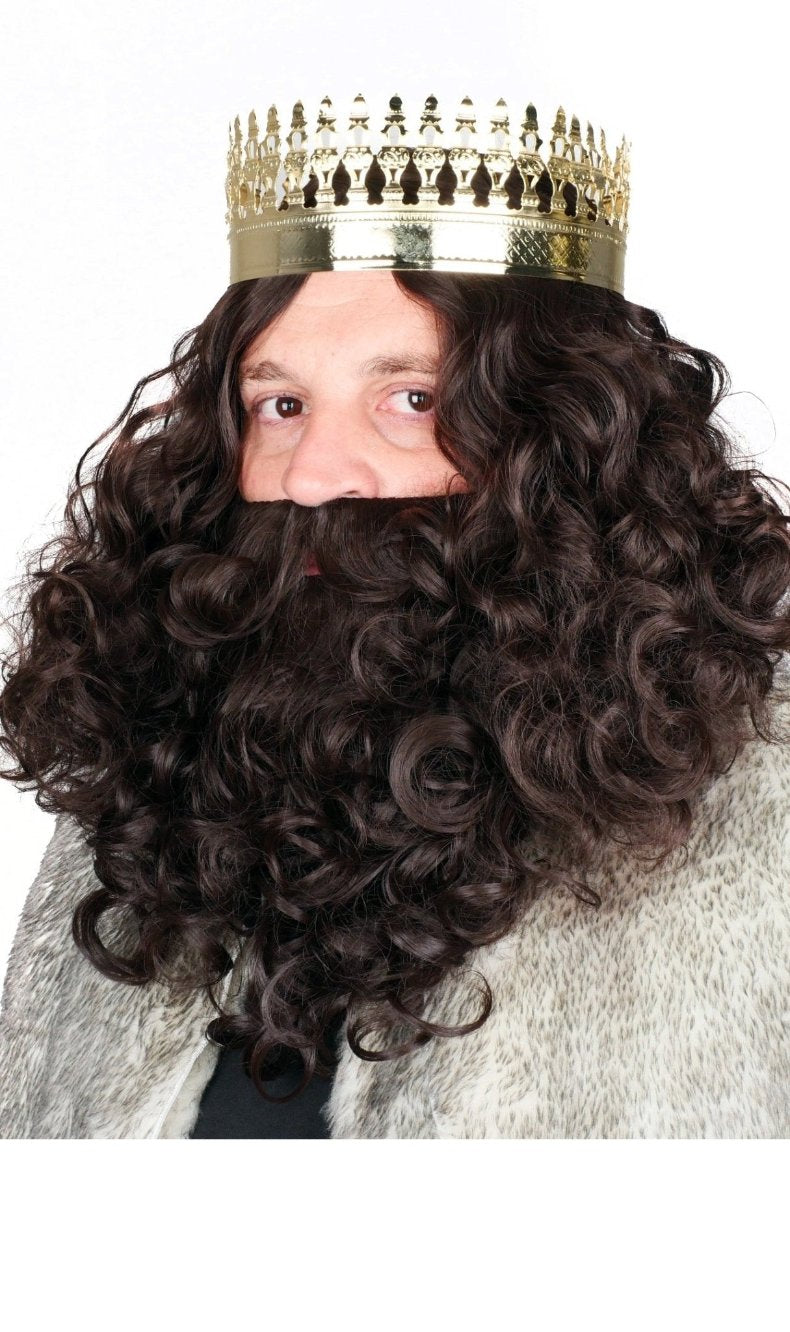 Peluca y Barba Rey Mago Castaña Mate
