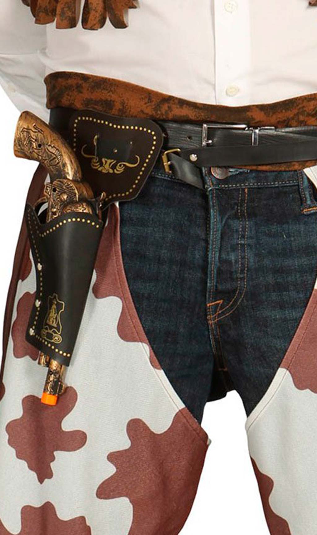 Tradineur - Cartuchera con pistolas - Fabricado en plástico y cuero -  Complemento para disfraces de vaqueros, carnaval, Hallowee