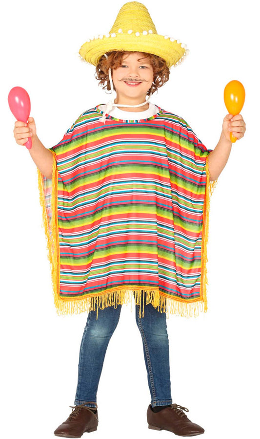 Poncho Mexicano Multicolor infantil