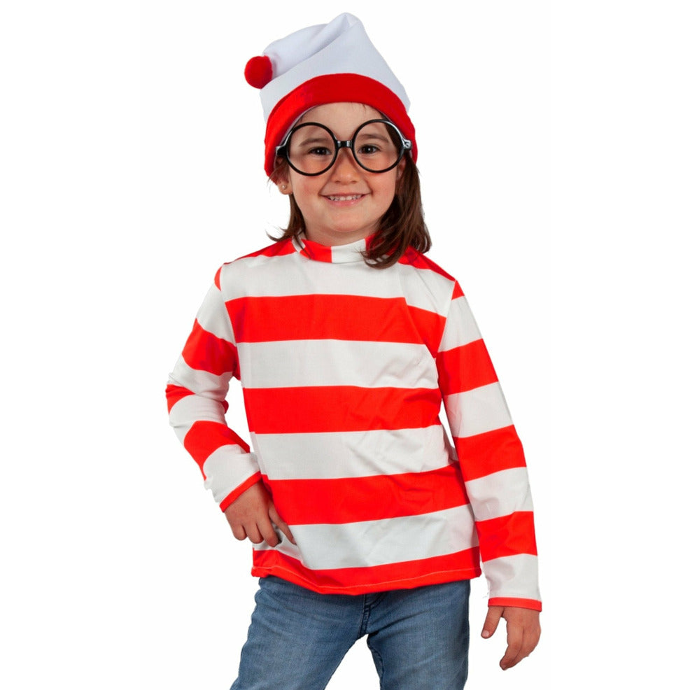 Alaiyaky Conjunto De Camiseta A Rayas Rojas Y Blancas Para Niños Adultos, Disfraz De Los Años 90 Con Gorro, Gafas, Calcetines A Rayas, Disfraces De Halloween, Traje Del Día Del Libro Para