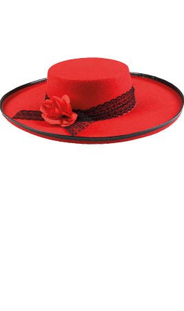 Sombrero Cordobesa Flor Rojo