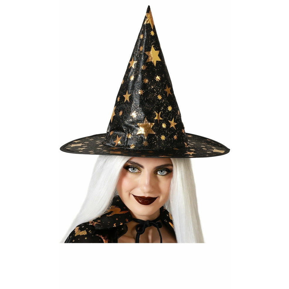 Sombrero de Bruja Estrellas Negro | Don Disfraz