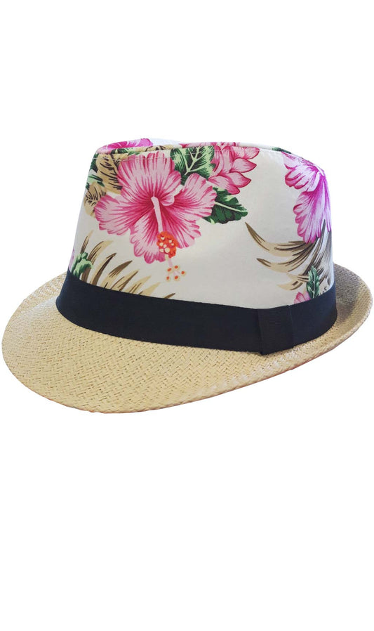Sombrero Hawaiano Flores Rosas