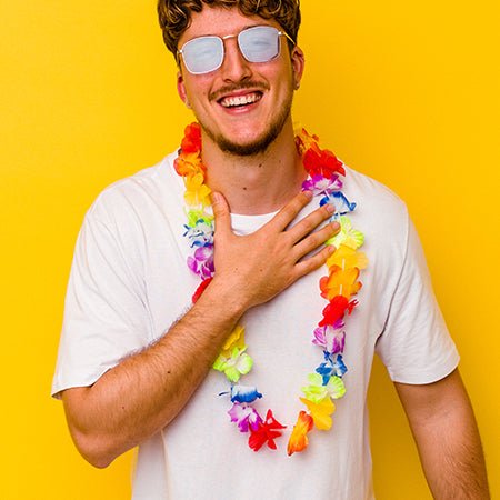 Collar Floral Hawaiano Amarillo – Pack De 100 Unidades Para Adultos, Ideal Para Fiestas Y Disfraces Temáticos