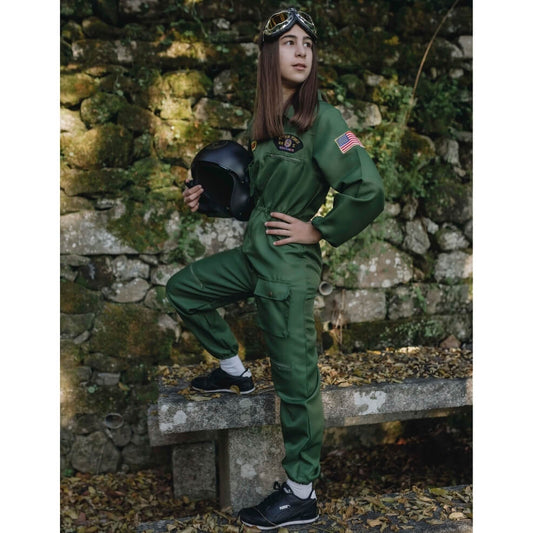 Disfraz de Piloto Combate Verde infantil