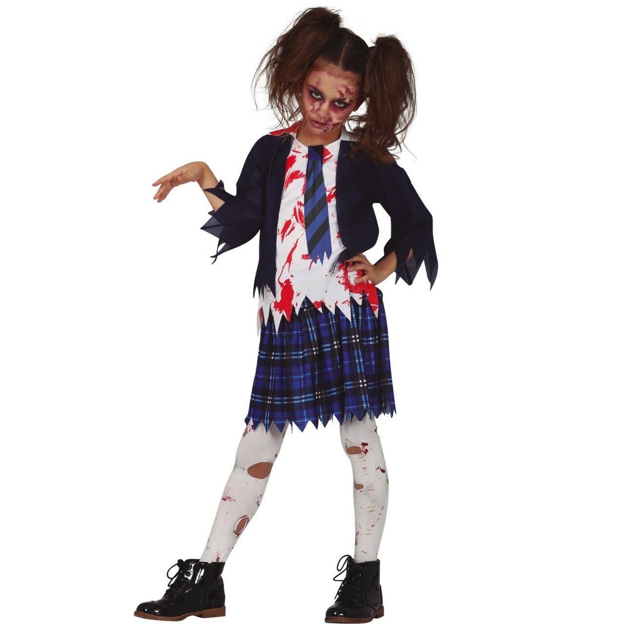 Disfraces en Grupo de Zombies Colegiales Azules