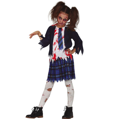 Disfraces en Grupo de Zombies Colegiales Azules