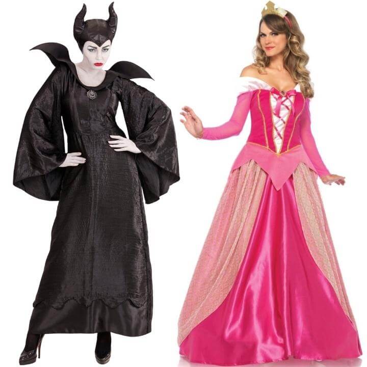 Disfraces en pareja de Bella Durmiente y Maléfica
