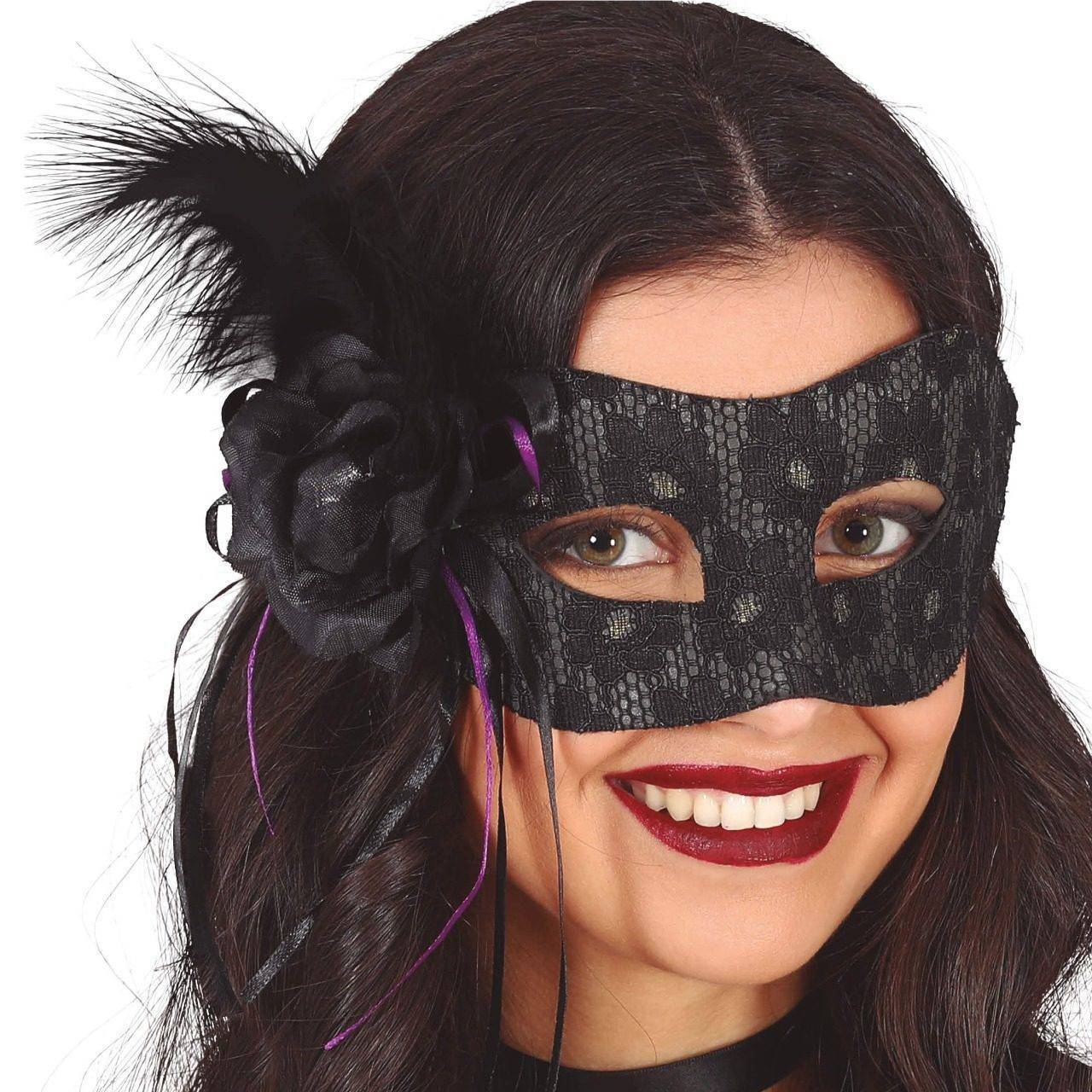 Antifaz Negro con Pluma