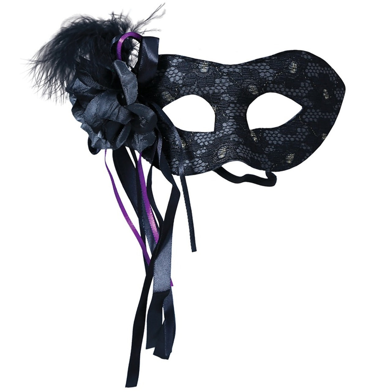 Antifaz Negro con Pluma