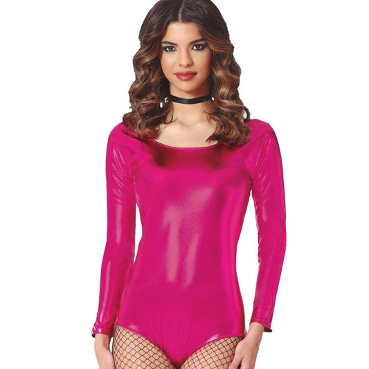 Body Fucsia Metalizado con Manga para mujer