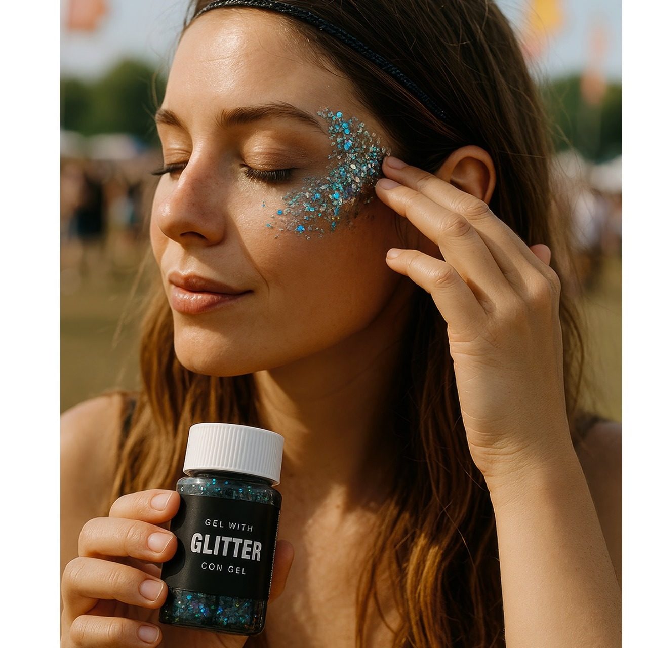 Bote de Glitter en Gel Azul