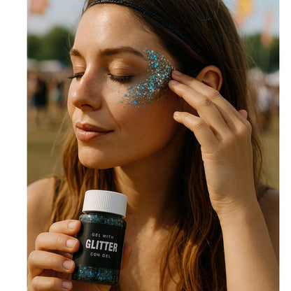 Bote de Glitter en Gel Azul
