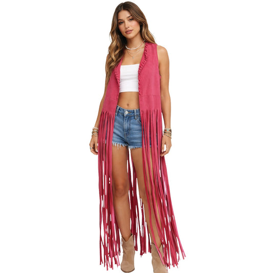 Chaleco Hippie Rosa Largo