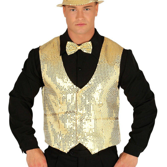 Chaleco de Lentejuelas Dorado para adulto