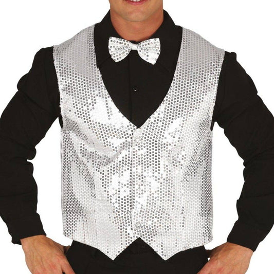 Chaleco de Lentejuelas Plateado para adulto