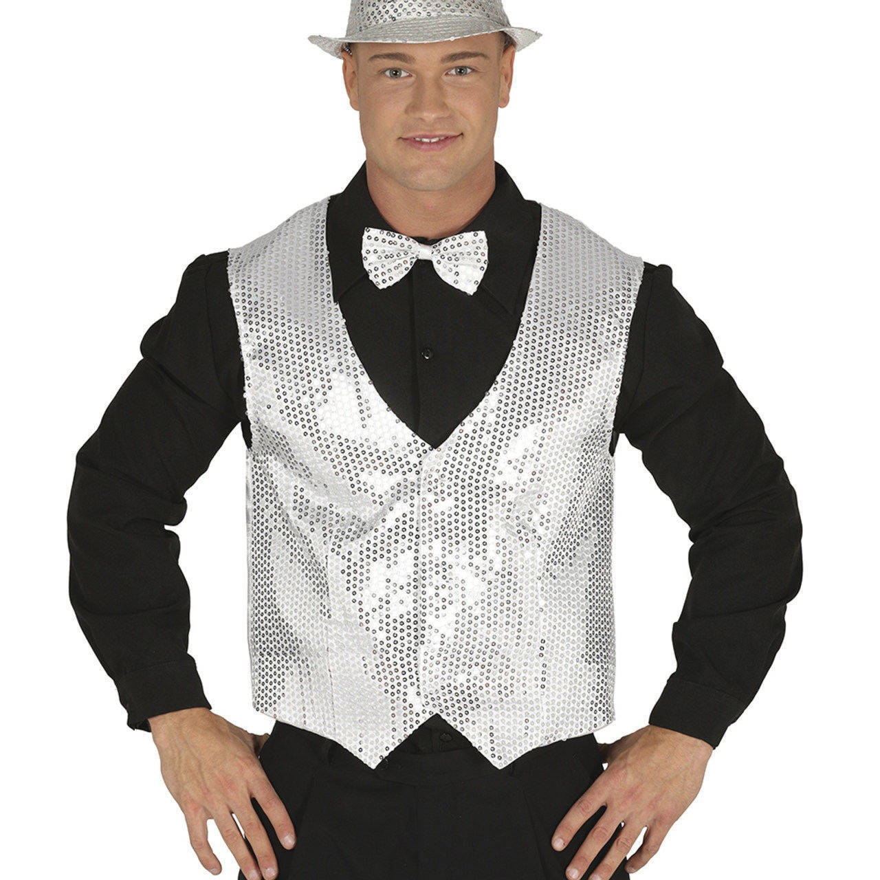 Chaleco de Lentejuelas Plateado para adulto