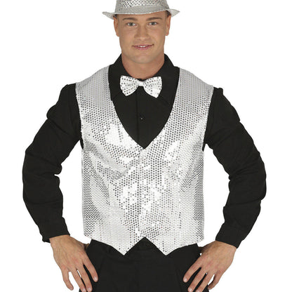 Chaleco de Lentejuelas Plateado para adulto