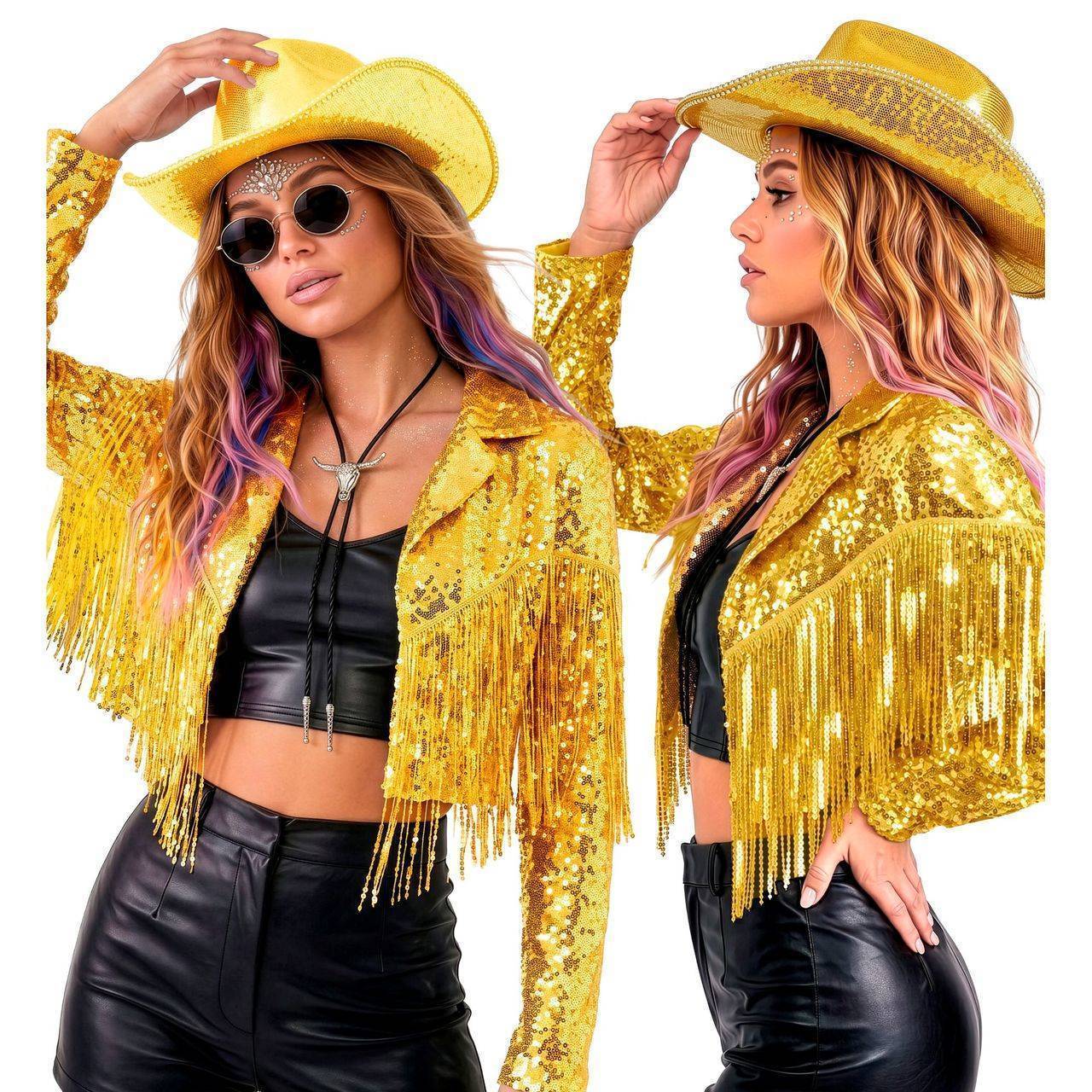 Chaqueta Festivalera Dorada de Lentejuelas