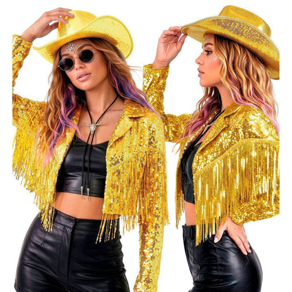 Chaqueta Festivalera Dorada de Lentejuelas