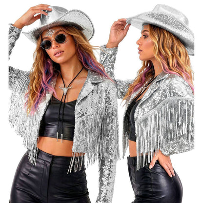 Chaqueta Festivalera Plata de Lentejuelas